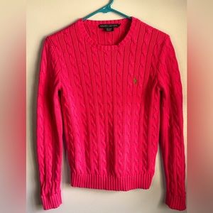 Women’s Ralph Lauren Hot Pink Cable Knit Sweater- Sz M Great Used Condition